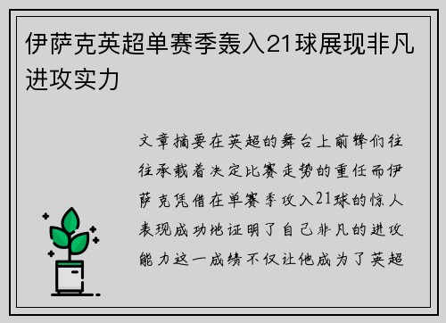 伊萨克英超单赛季轰入21球展现非凡进攻实力 伊萨克英超单赛季轰入21球展现非凡进攻实力